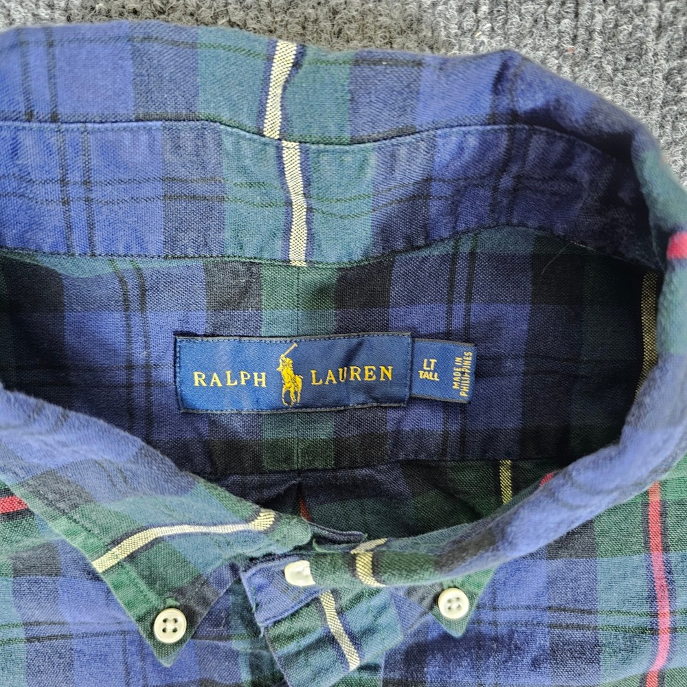 Ralph Lauren Men's Plaid Button Down Shirt Long Sleeve LT Tall Classic Fit Red - Picture 2 of 6